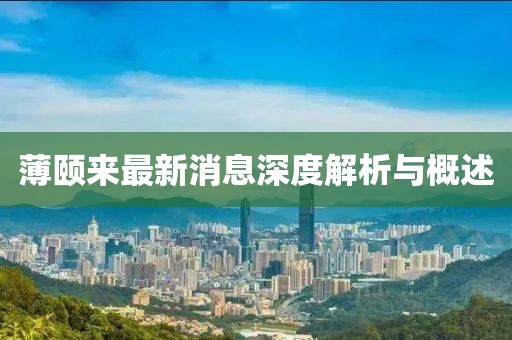薄頤來最新消息深度解析與概述